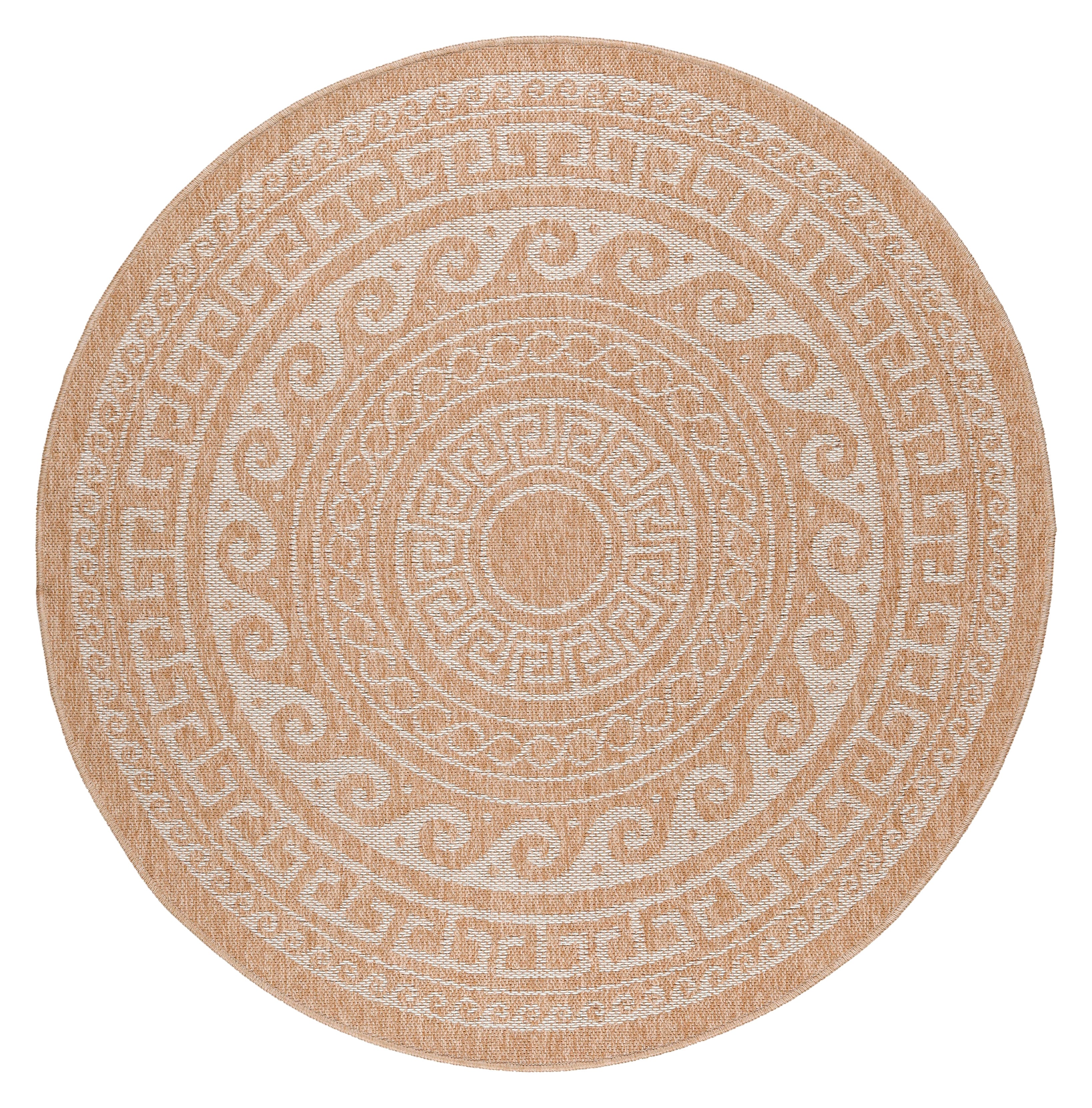 Luna Beige – Luxe Ronde Buiten Vloerkleed voor Binnen en Buiten