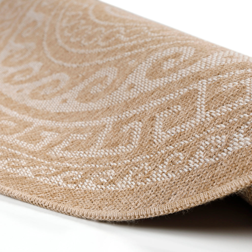 Luna Beige – Luxe Ronde Buiten Vloerkleed voor Binnen en Buiten