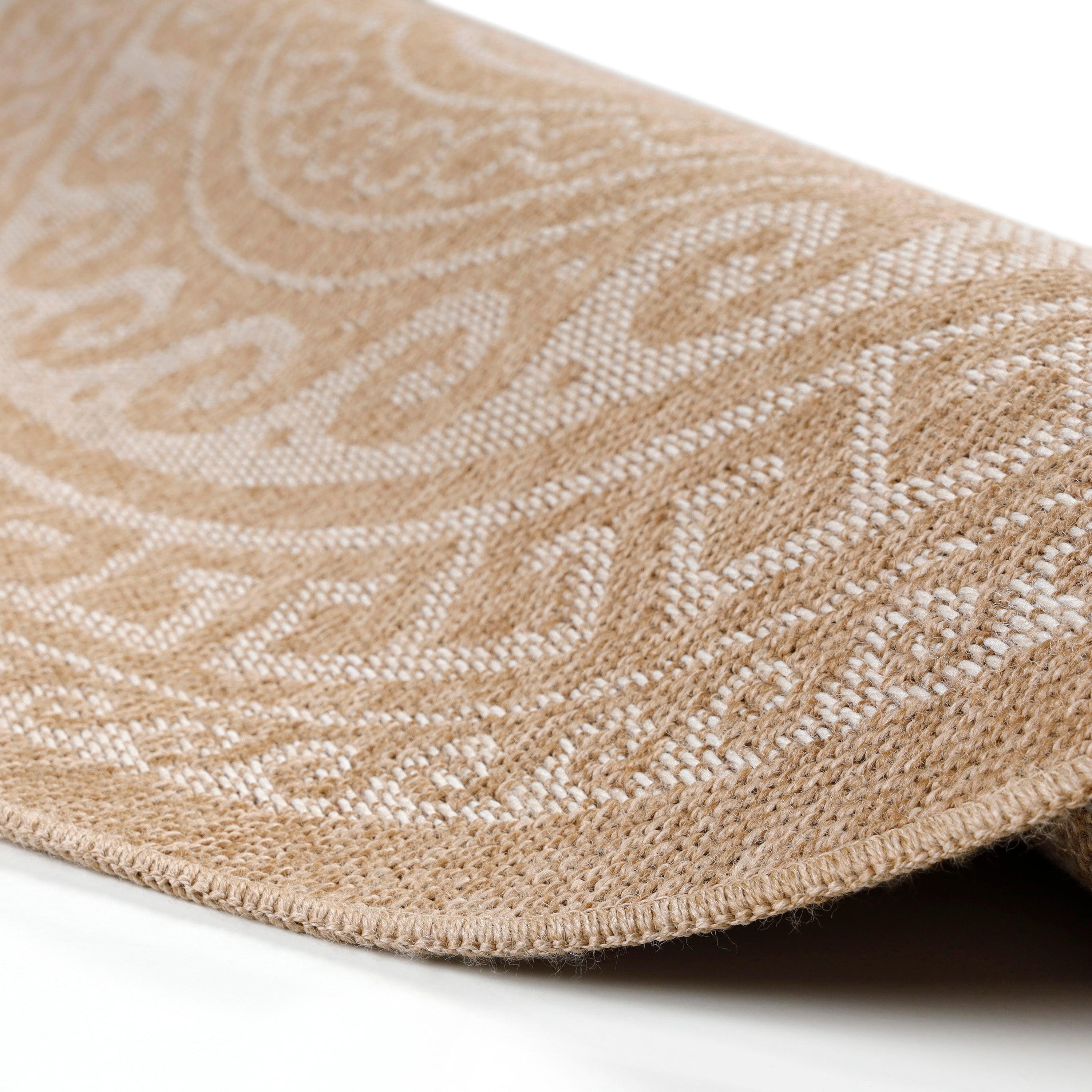 Luna Beige – Luxe Ronde Buiten Vloerkleed voor Binnen en Buiten