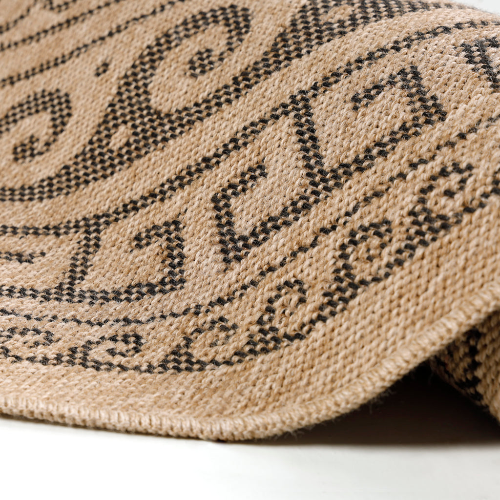 Luna Zwart – Luxe Ronde Buiten Vloerkleed voor Binnen en Buiten
