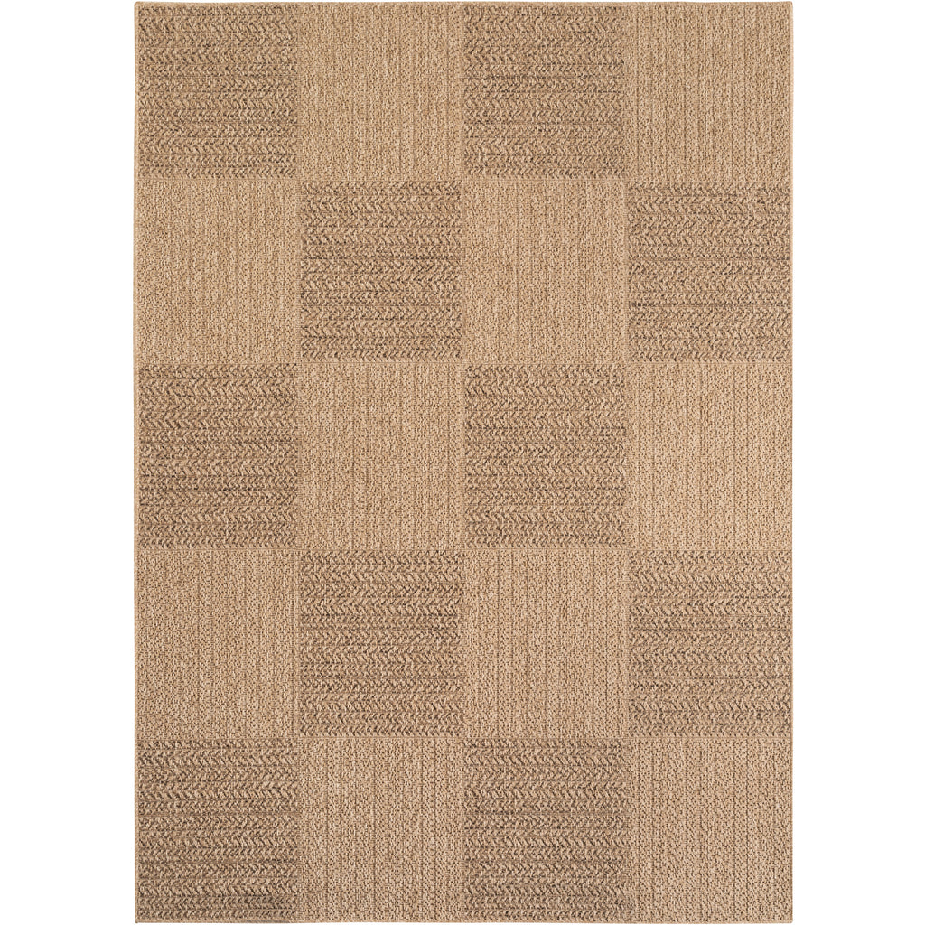 Sorrento Beige Blok – Luxe Crossgeweven Buiten- en Binnenvloerkleed