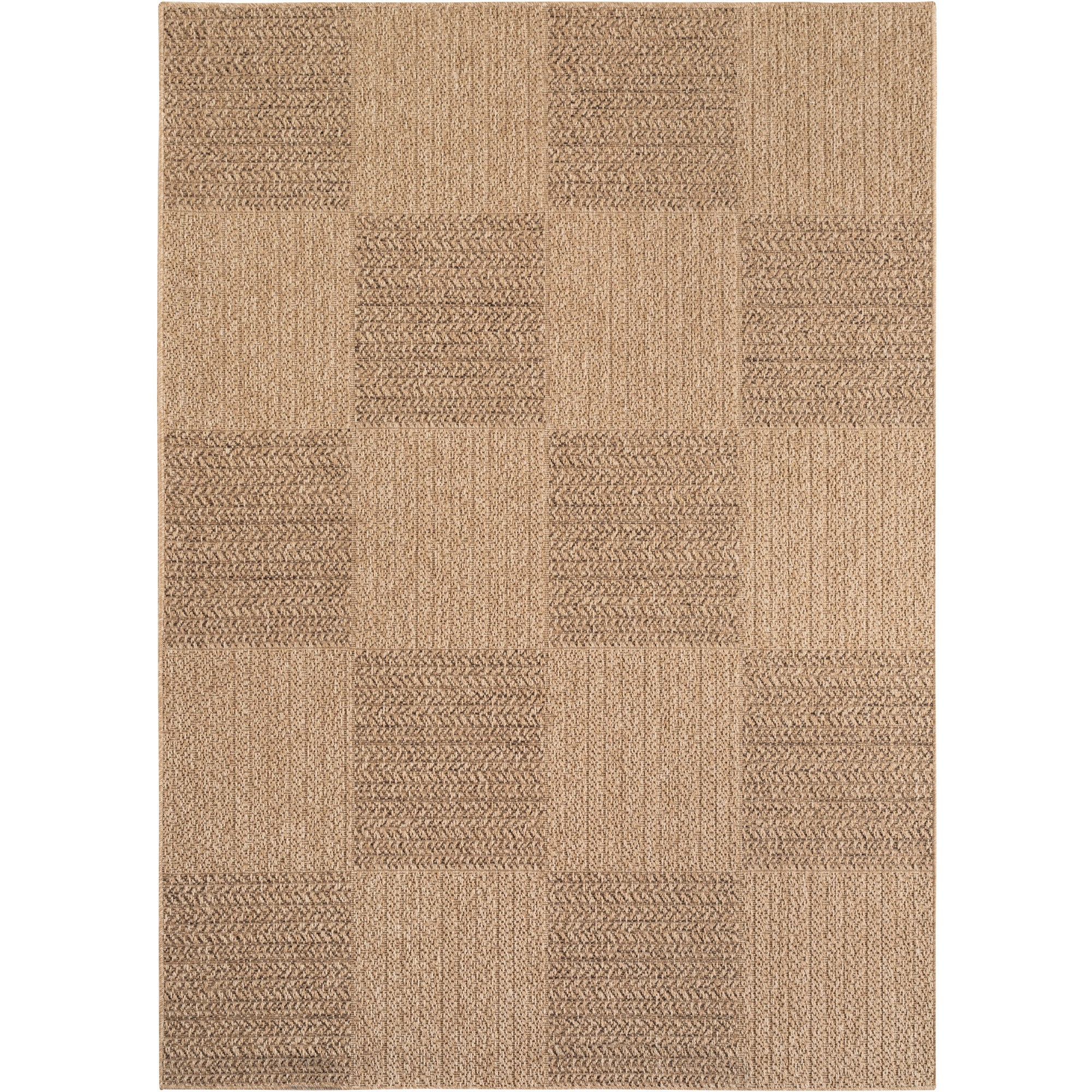 Sorrento Beige Blok – Luxe Crossgeweven Buiten- en Binnenvloerkleed