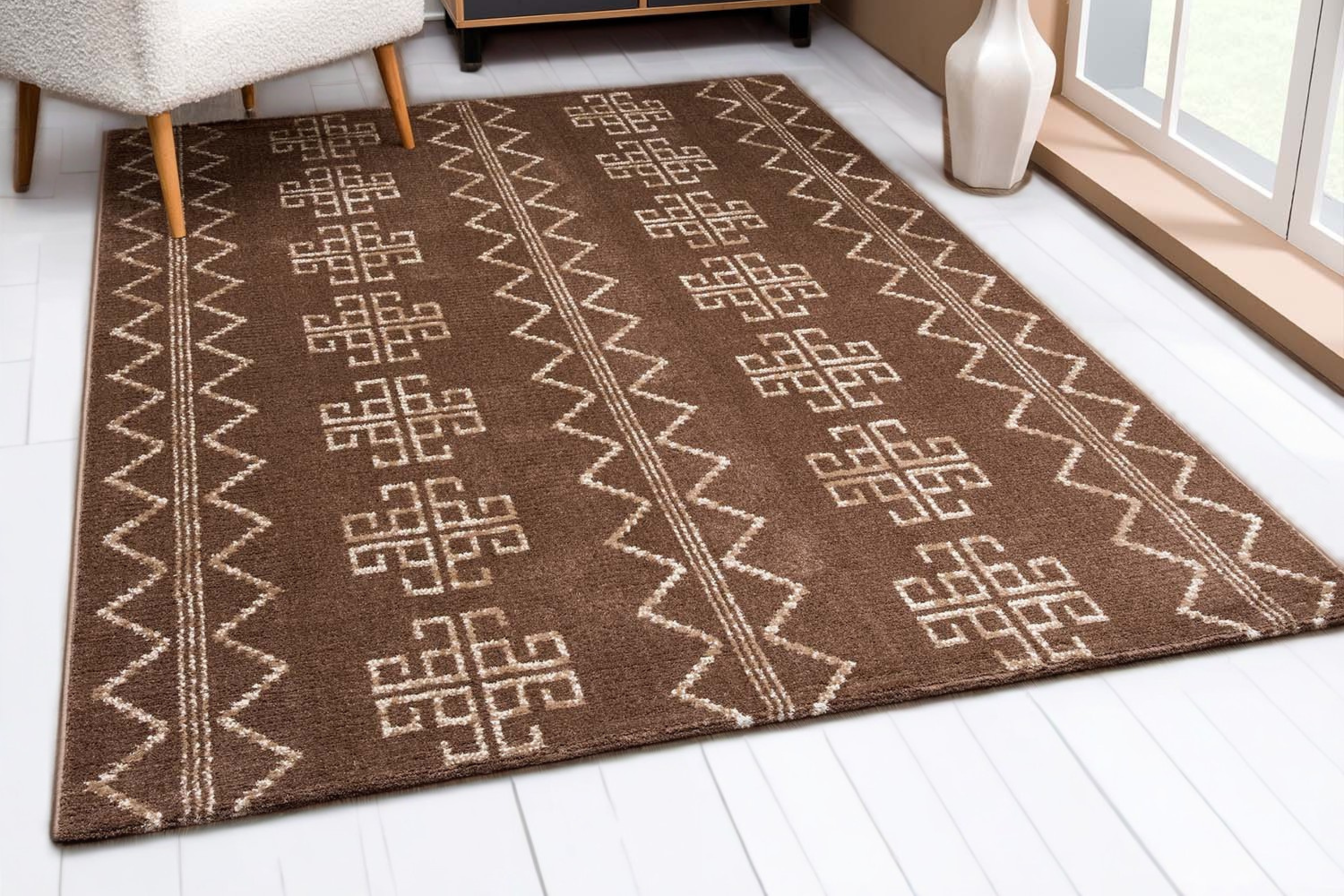 Scandi Bruin – Zacht Vloerkleed Minimal Boho Interieur