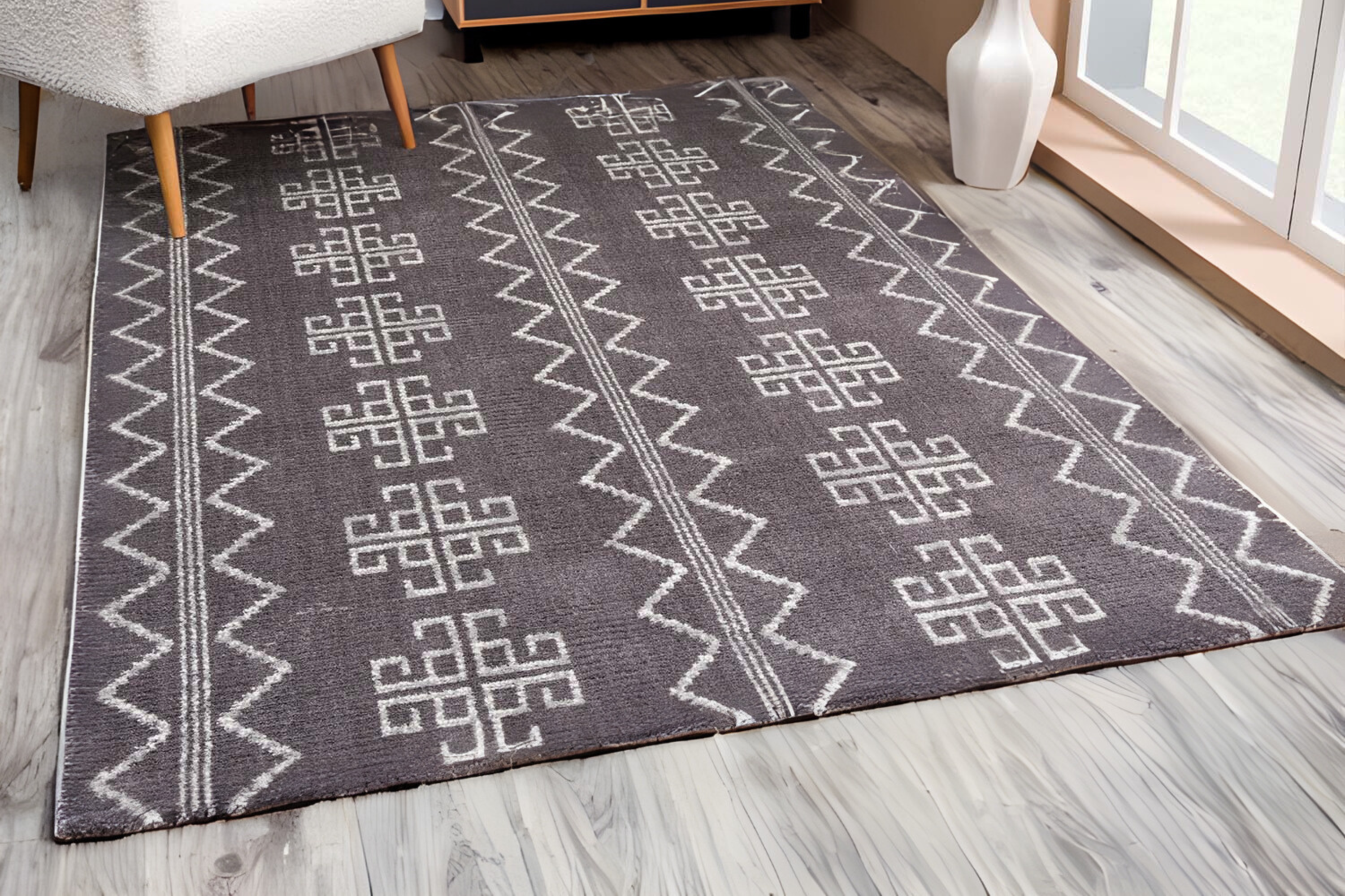 Scandi Grijs – Zacht Vloerkleed Minimal Boho Interieur