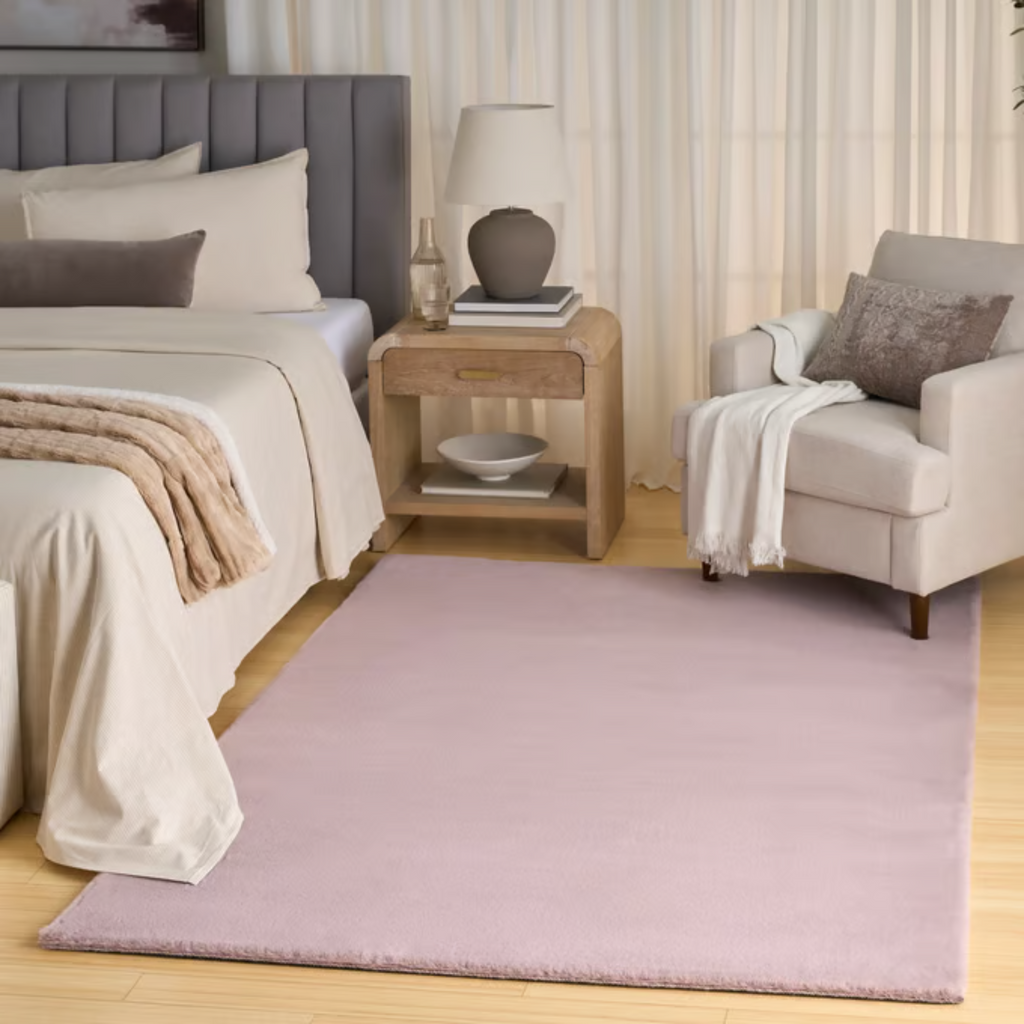 Vellyn Poeder Pink – hoogpolig velvet vloerkleed in zachte pasteltint