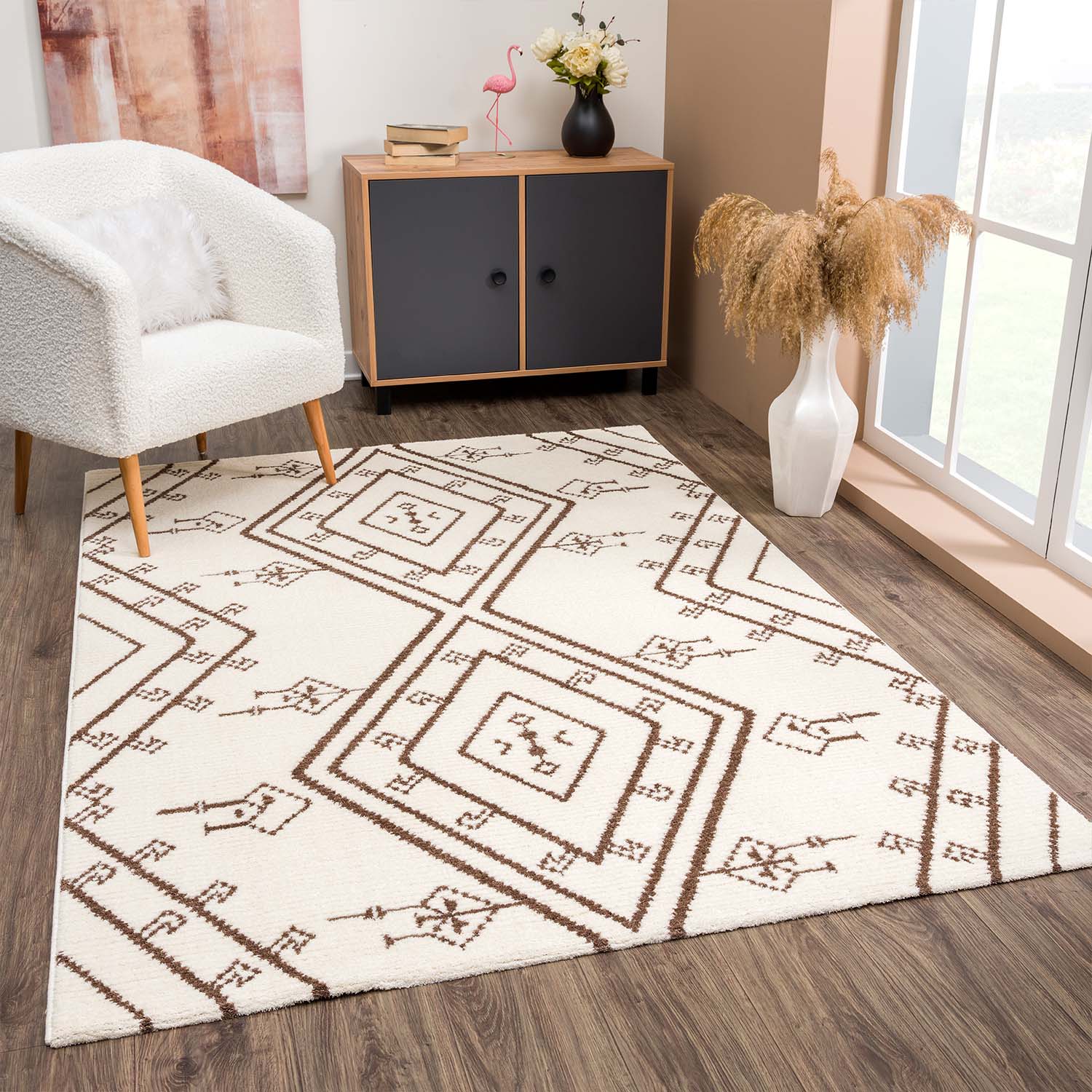 Eclecti Beige – zacht boho vloerkleed in neutrale tint