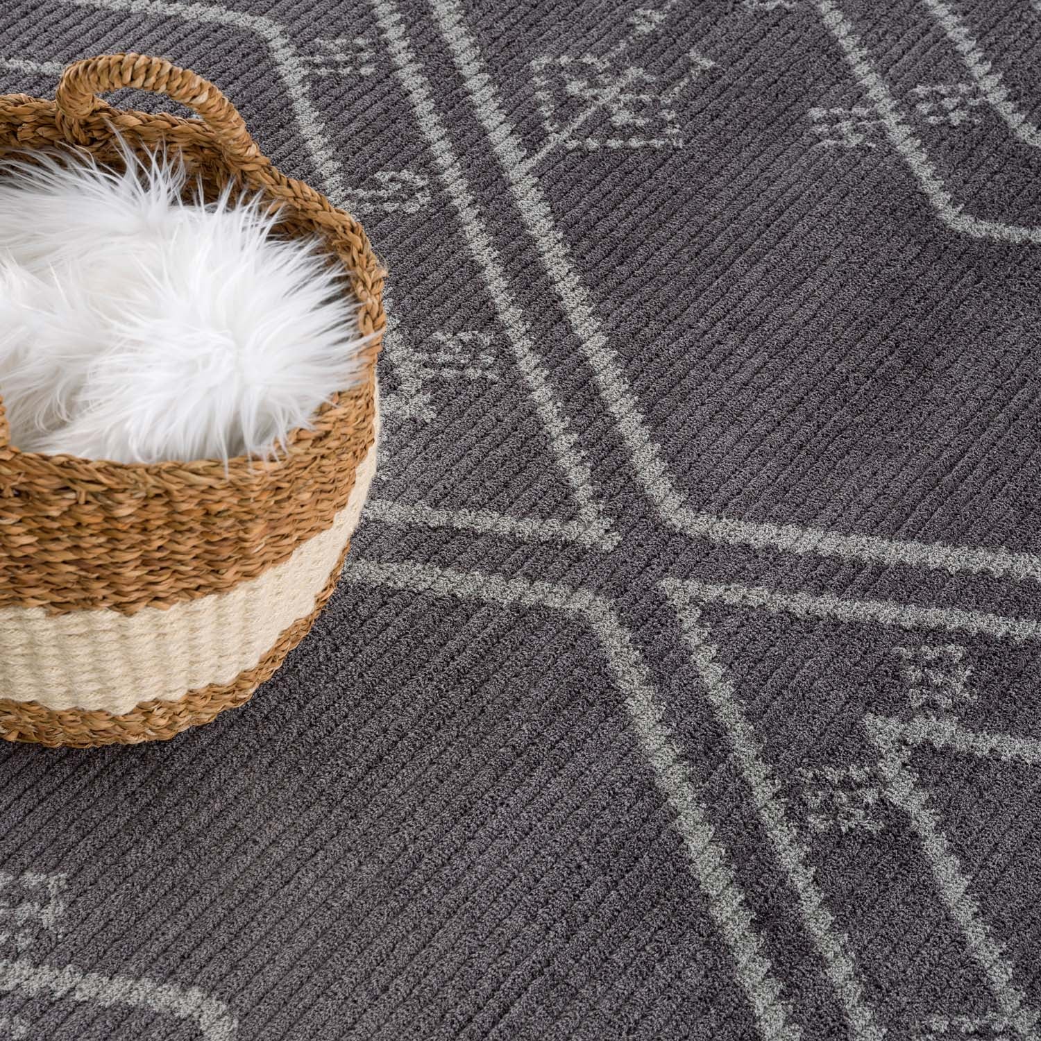 Tropical Grijs – Zacht Boho Vloerkleed in Moderne Grijstint