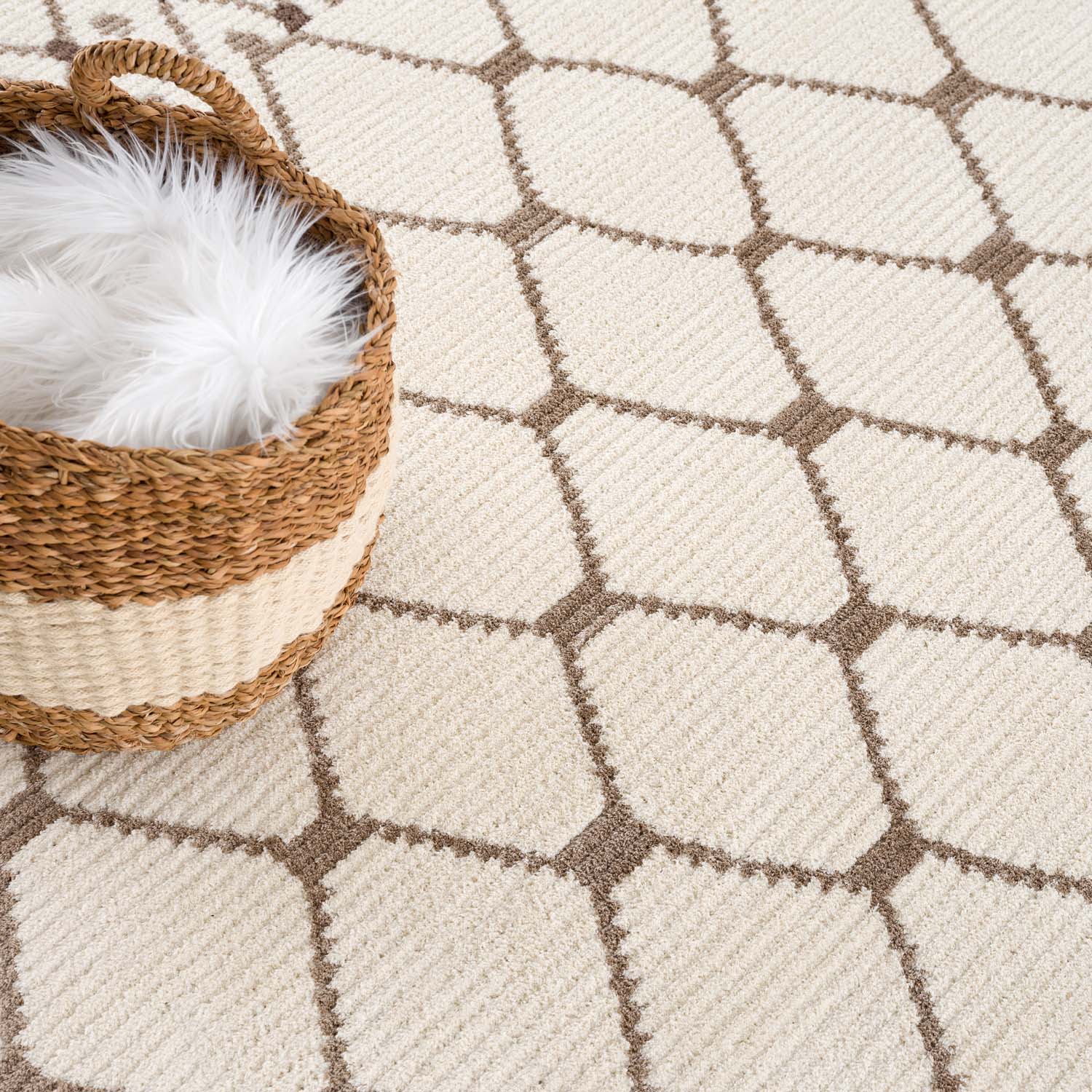 Tropical Beige – zacht boho vloerkleed in neutrale beigekleur