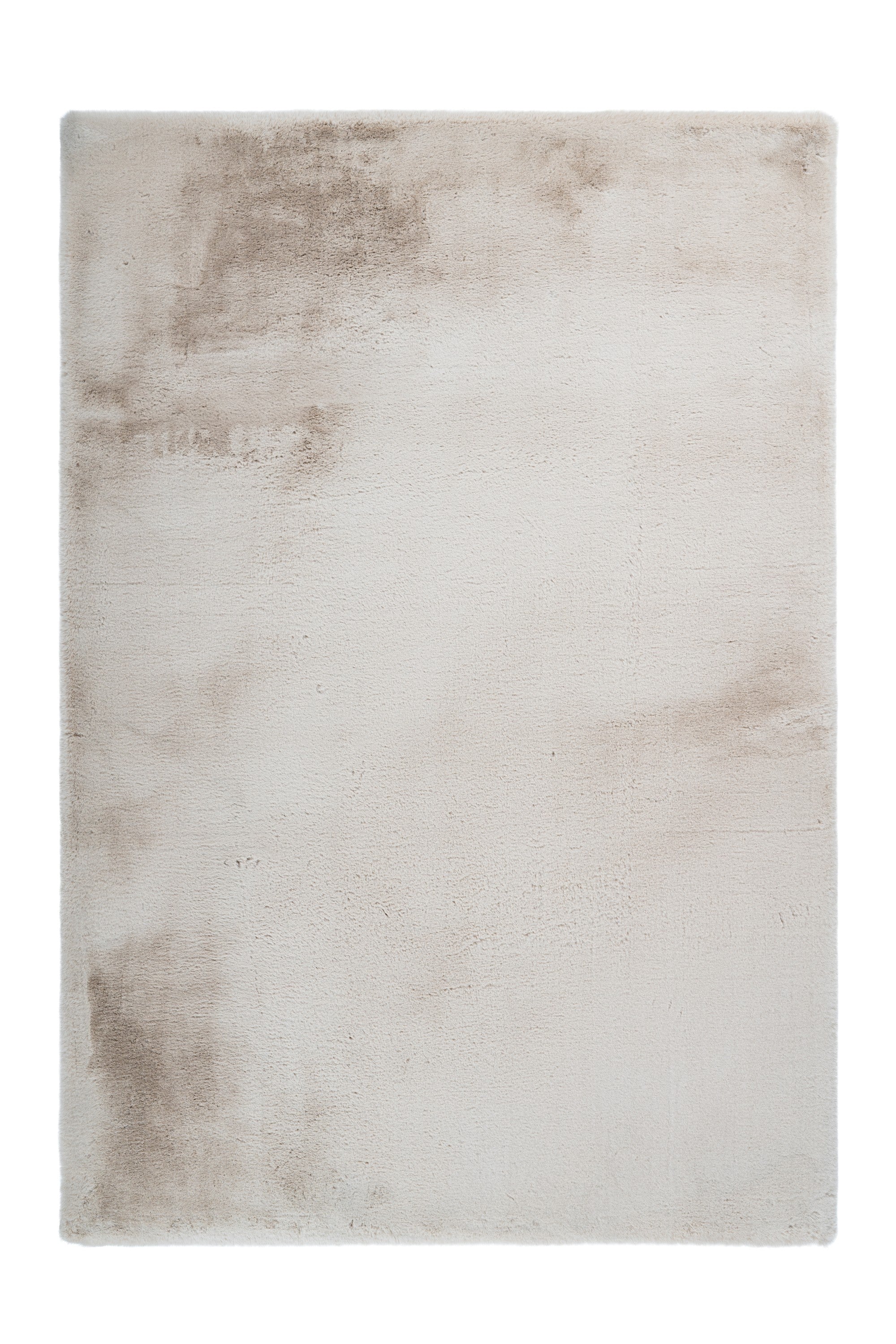 Zandbeige Cloud vloerkleed in beeld, uitgespreid met zicht op de zachte vormen