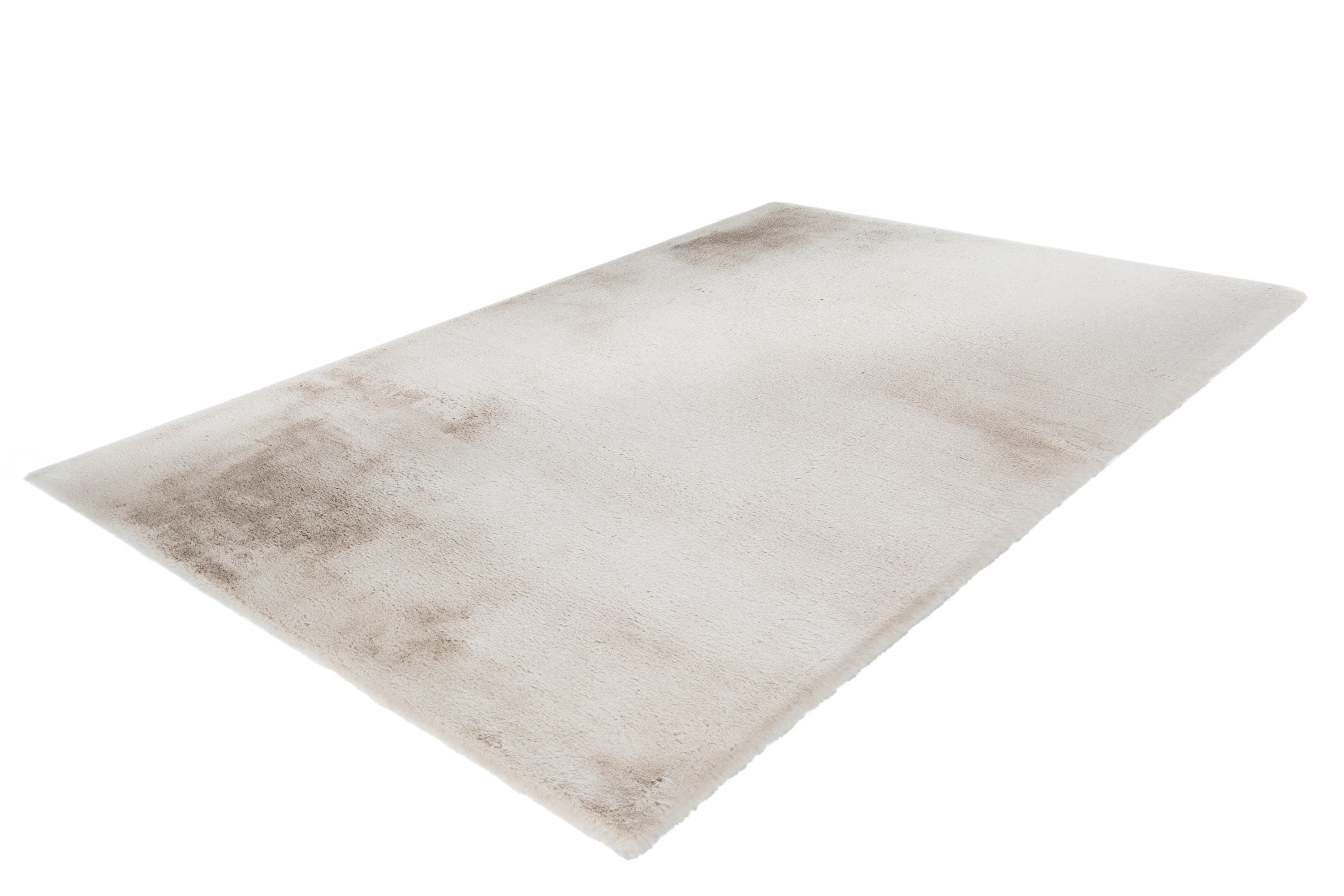 Bovenaanzicht van het vloerkleed in natuurlijke zandbeige tint met organisch design