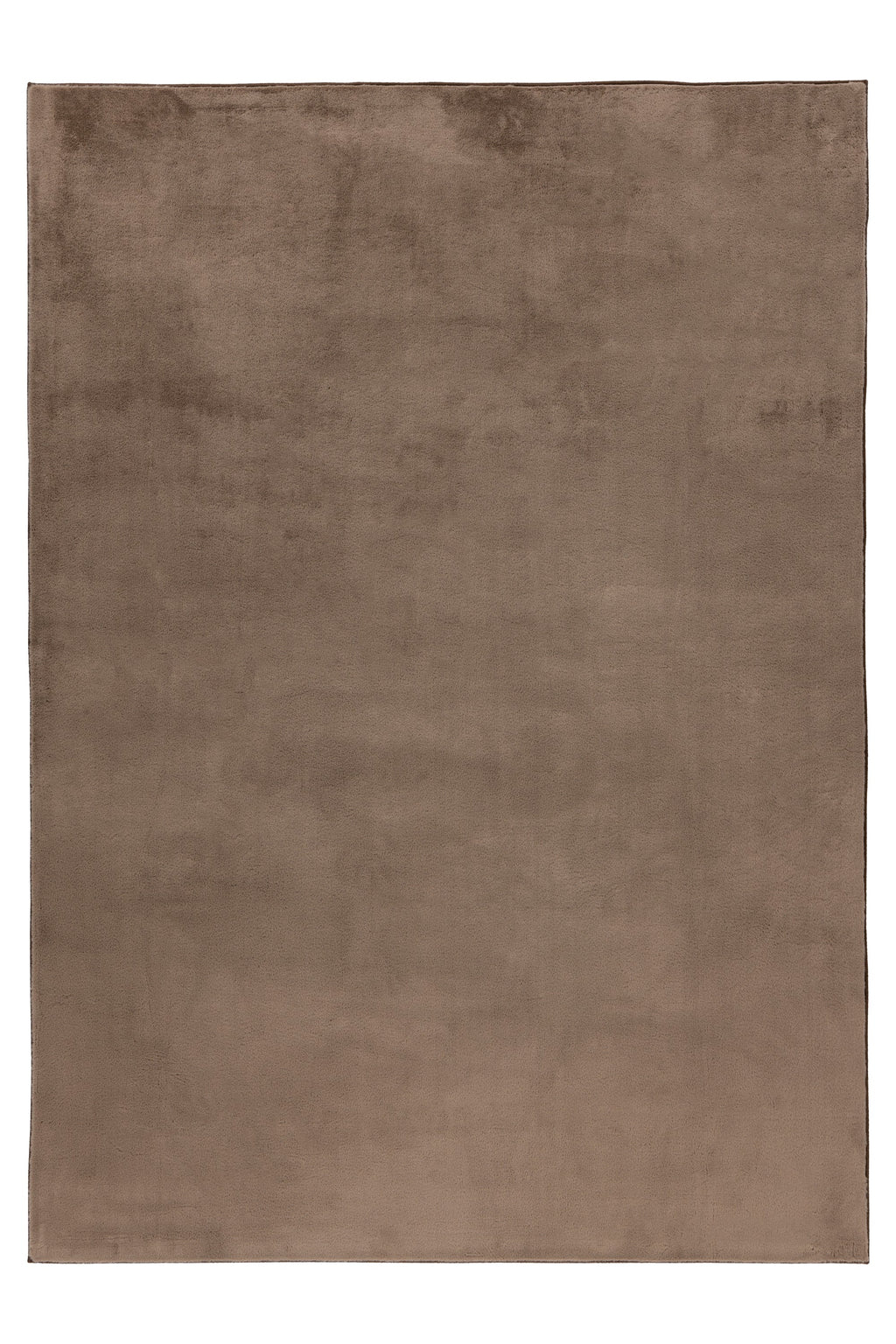 Vooraanzicht van volledig taupe vloerkleed op een egale vloer