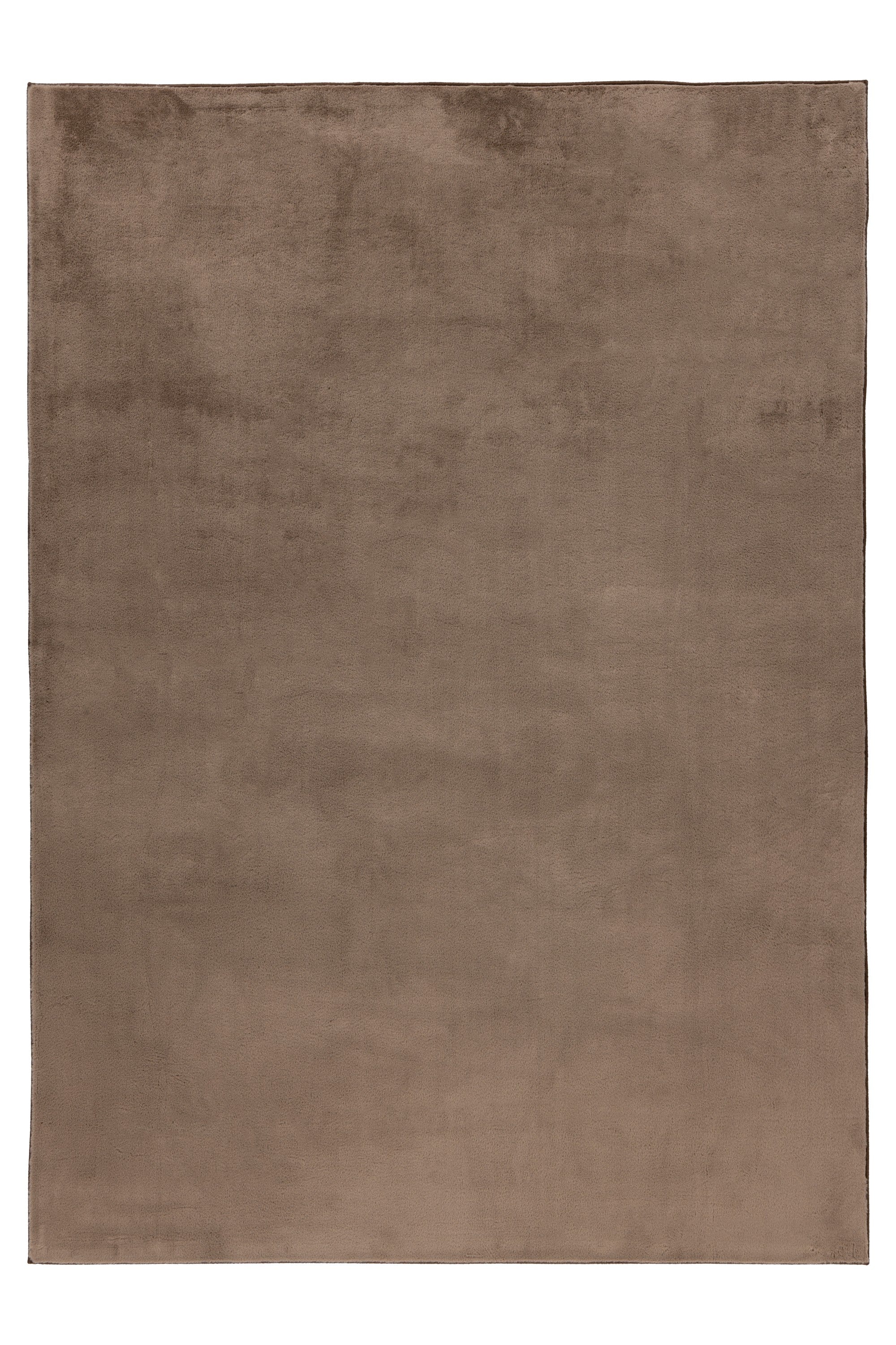 Vooraanzicht van volledig taupe vloerkleed op een egale vloer