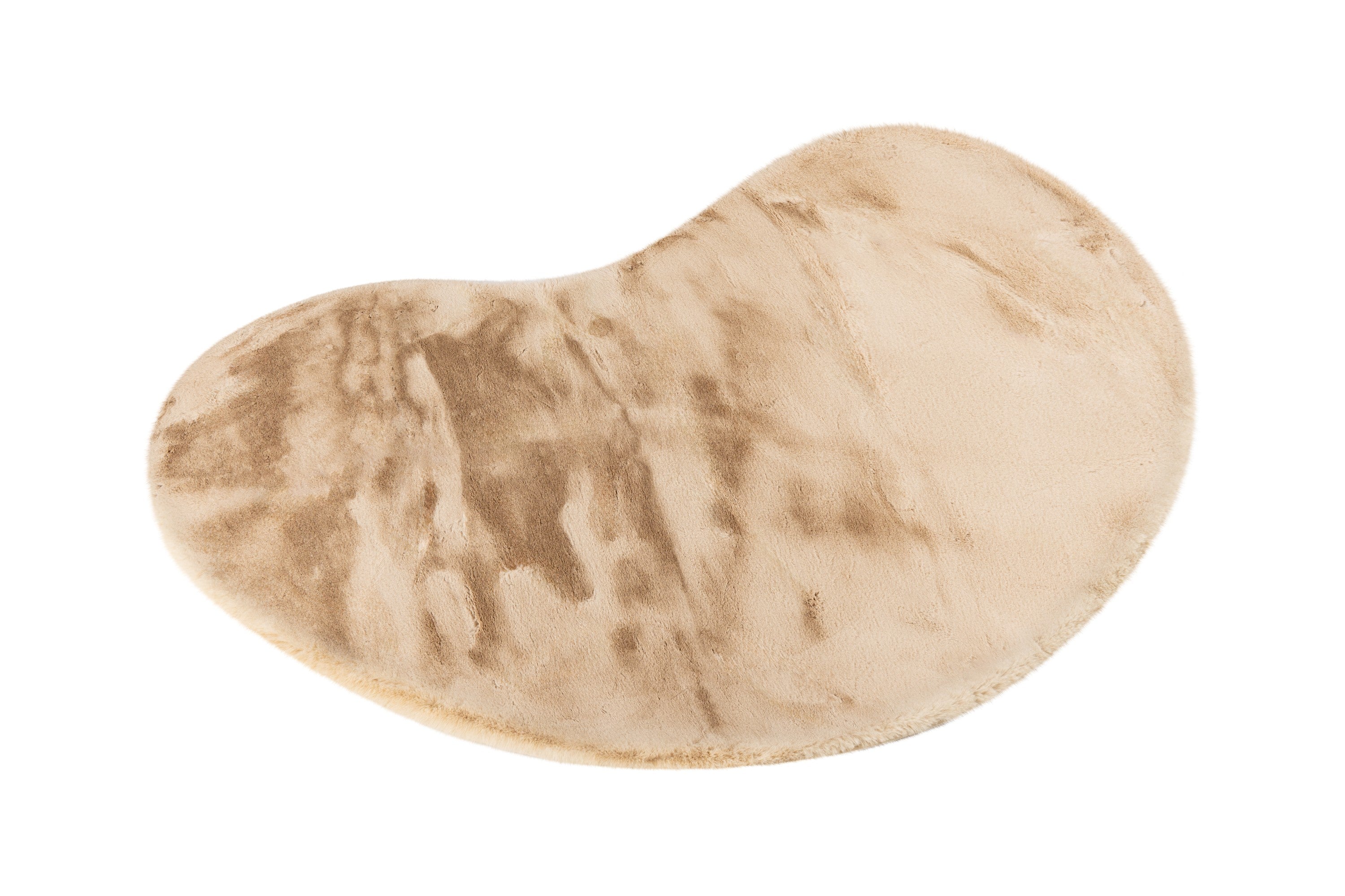 Bovenaanzicht van het vloerkleed in zachte zandbeige kleur met ronde vormen